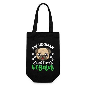 My Hooman And I Are Vegan - Geschenkbeutel für Flaschen - Schwarz - Vorne