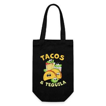 Funny Taco mexikanisches Essen und Trinken Tacos und Tequil - Geschenkbeutel für Flaschen - Schwarz - Vorne