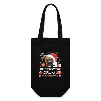 Boxer Weihnachtsmarkt - Geschenkbeutel für Flaschen - Schwarz - Vorne