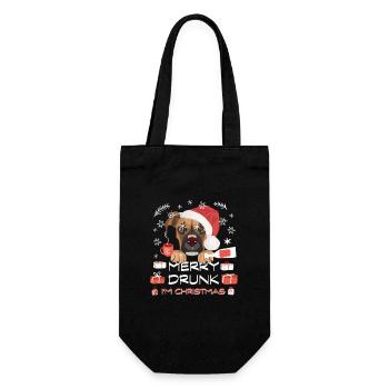 Boxer Weihnachtsmarkt - Geschenkbeutel für Flaschen - Schwarz - Vorne