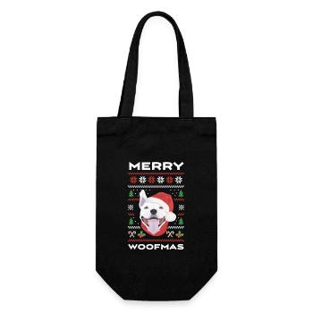 Bullterrier Frohe Weihnachten - Geschenkbeutel für Flaschen - Schwarz - Vorne
