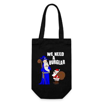 We Need A Burglar Funny Santa Christmas Parody - Gift Bag for Bottles - black - Front
