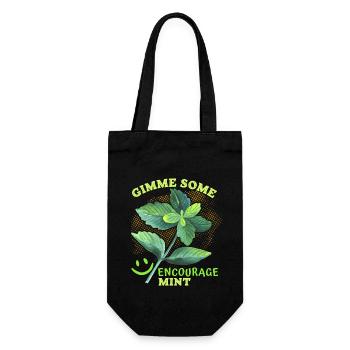 Pfefferminz, Minze lustiger Peppermint-Spruch, Pun - Geschenkbeutel für Flaschen - Schwarz - Vorne
