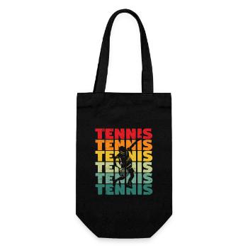 Tennis Silhouette Retro Vintage Spieler Trainer - Geschenkbeutel für Flaschen - Schwarz - Vorne