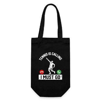 Tennis ruft, ich muss los Lustiger Spieler Trainer - Geschenkbeutel für Flaschen - Schwarz - Vorne