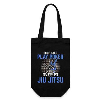Real Dads Do Jiu Jitsu Some Play Poker Brazilian J - Geschenkbeutel für Flaschen - Schwarz - Vorne