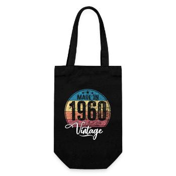 Vintage Made in 1960 Geburtsjahr 1960 Geburtstag - Geschenkbeutel für Flaschen - Schwarz - Vorne