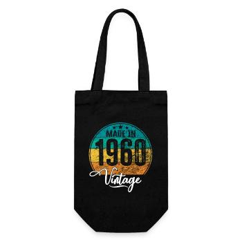 Vintage Made in 1960 Geburtsjahr 1960 Geburtstag - Geschenkbeutel für Flaschen - Schwarz - Vorne