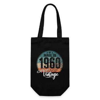 Vintage Made in 1960 Geburtsjahr 1960 Geburtstag - Geschenkbeutel für Flaschen - Schwarz - Vorne