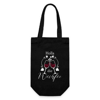 Weißwein Rotwein JGA Vino Wein - Holla die Weinfee - Geschenkbeutel für Flaschen - Schwarz - Vorne