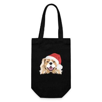 King Charles Spaniel Merry Christmas - Gift Bag for Bottles - black - Front