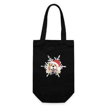 King Charles Spaniel Merry Christmas - Gift Bag for Bottles - black - Front