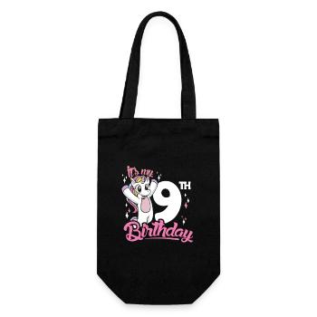9e anniversaire Enfants Licorne Neuf Anniversaire - Sac à bouteille - noir - Devant