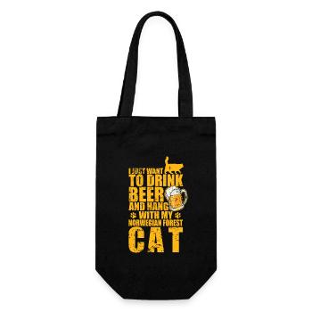 Drink Beer and Hang with my Norwegian Forest Cat - Gift Bag for Bottles - black - Front
