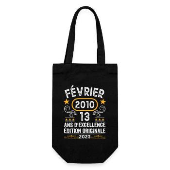 Anniversaire Vintage Idée Cadeau Février 2010 13 - Sac à bouteille - noir - Devant