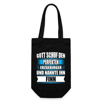 Erzgebirge Mann Namen Sachsen Finn - Geschenkbeutel für Flaschen - Schwarz - Vorne