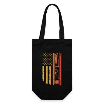 Drapeau américain Travail du bois Drôle de charpentier - Sac à bouteille - noir - Devant
