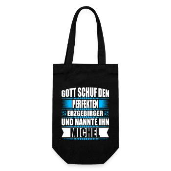 Erzgebirge Mann Namen Sachsen Michel - Geschenkbeutel für Flaschen - Schwarz - Vorne