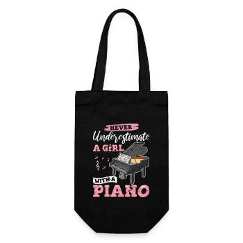 Music Piano Player Pianist Keyboardist Keyboard Pl - Geschenkbeutel für Flaschen - Schwarz - Vorne