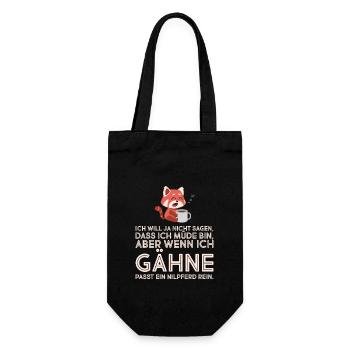 Wenn ich gähne passt ein Nilperd rein. Quer - Geschenkbeutel für Flaschen - Schwarz - Vorne