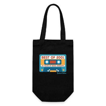 2001 Vintage Vintage Retro Birthday Gift - Gift Bag for Bottles - black - Front