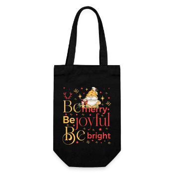 be merry be joyful be bright gnome - Geschenkbeutel für Flaschen - Schwarz - Vorne