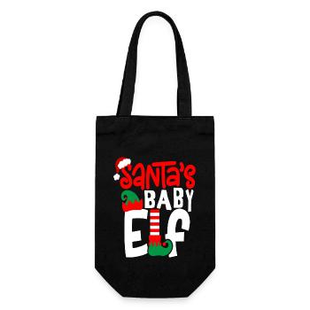 Santa's Baby Elf - Gift Bag for Bottles - black - Front