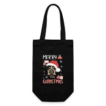 Deutsch Drahthaar Frohe Weihnachten - Geschenkbeutel für Flaschen - Schwarz - Vorne