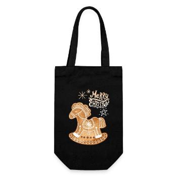 Lebkuchen Pferd gingerbread-horse Weihnachten - Geschenkbeutel für Flaschen - Schwarz - Vorne