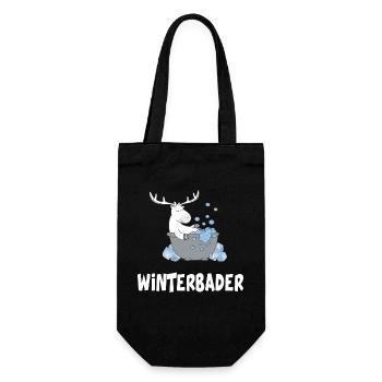 Winterbader eisschwimmen Eisbad Eisbader - Geschenkbeutel für Flaschen - Schwarz - Vorne