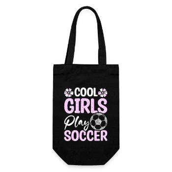 Cool girls play soccer - Geschenkbeutel für Flaschen - Schwarz - Vorne