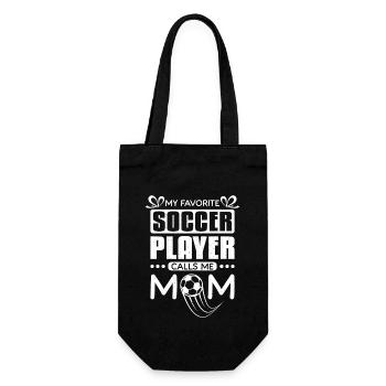 My favorite soccer player calls me mom - Geschenkbeutel für Flaschen - Schwarz - Vorne