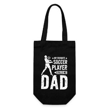 My favorite soccer player calls me dad - Geschenkbeutel für Flaschen - Schwarz - Vorne