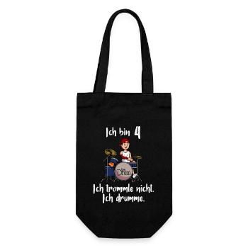 Ich bin 4 - Jungen Schlagzeuger - Geschenkbeutel für Flaschen - Schwarz - Vorne