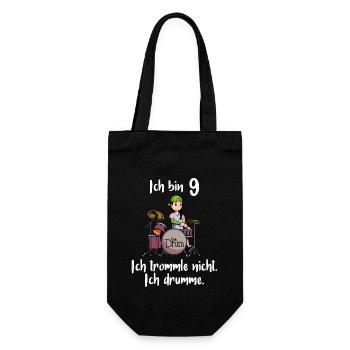 Ich bin 9 - Mädchen Schlagzeuger - Geschenkbeutel für Flaschen - Schwarz - Vorne