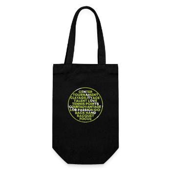 Tennis Ball Word Cloud Cool Player Coach Fans - Gift Bag for Bottles - black - Front