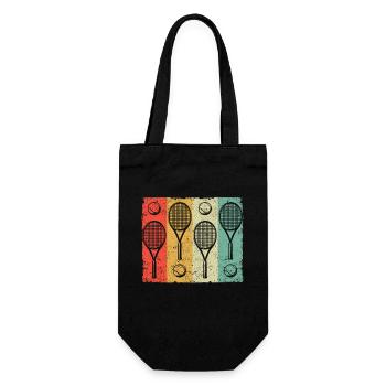 Tennis Racket Balls Cool Funny Sport Player - Gift Bag for Bottles - black - Front