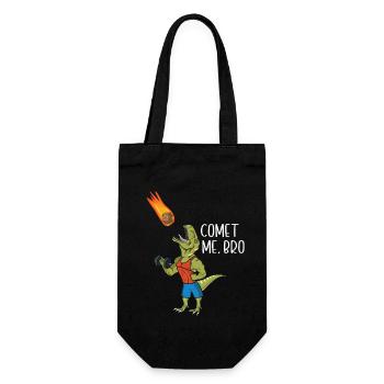 Comet Me Bro Funny T-Rex Dinosaur Pun Gym Workout - Gift Bag for Bottles - black - Front