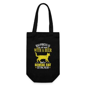 Old Man with a Beer Bengal Cat sitting near - Gift Bag for Bottles - black - Front
