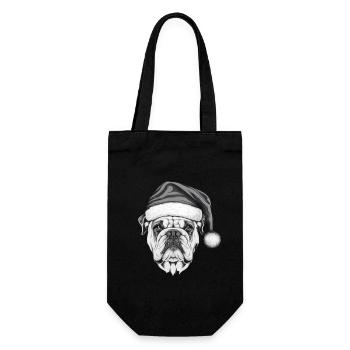 Chien de Noël Joyeux Noël Bulldog Cadeau - Sac à bouteille - noir - Devant