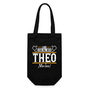 Theo Geschenkidee Geschenk Geburtstag - Geschenkbeutel für Flaschen - Schwarz - Vorne