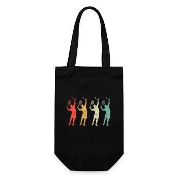 Tennis Player Silhouette Trainer Fan Retro Vintage - Gift Bag for Bottles - black - Front