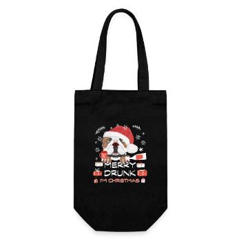 English Bulldog Christmas Market - Gift Bag for Bottles - black - Front