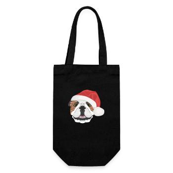 English Bulldog Merry Christmas - Gift Bag for Bottles - black - Front