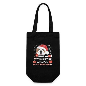English Bulldog Christmas Market - Gift Bag for Bottles - black - Front