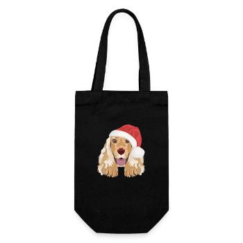 English Cocker Spaniel Frohe Weihnachten - Geschenkbeutel für Flaschen - Schwarz - Vorne