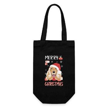 English Cocker Spaniel Frohe Weihnachten - Geschenkbeutel für Flaschen - Schwarz - Vorne