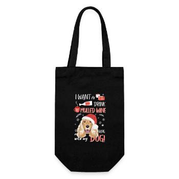 Deutsch Cocker Spaniel Mulled Wine Christmas - Gift Bag for Bottles - black - Front