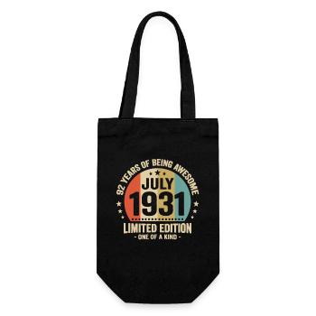 Juli 1931 92 Jahre Jubiläumsgeschenk - Geschenkbeutel für Flaschen - Schwarz - Vorne