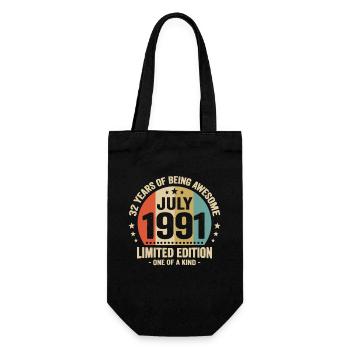Juli 1991 32 Jahre Jubiläumsgeschenk - Geschenkbeutel für Flaschen - Schwarz - Vorne